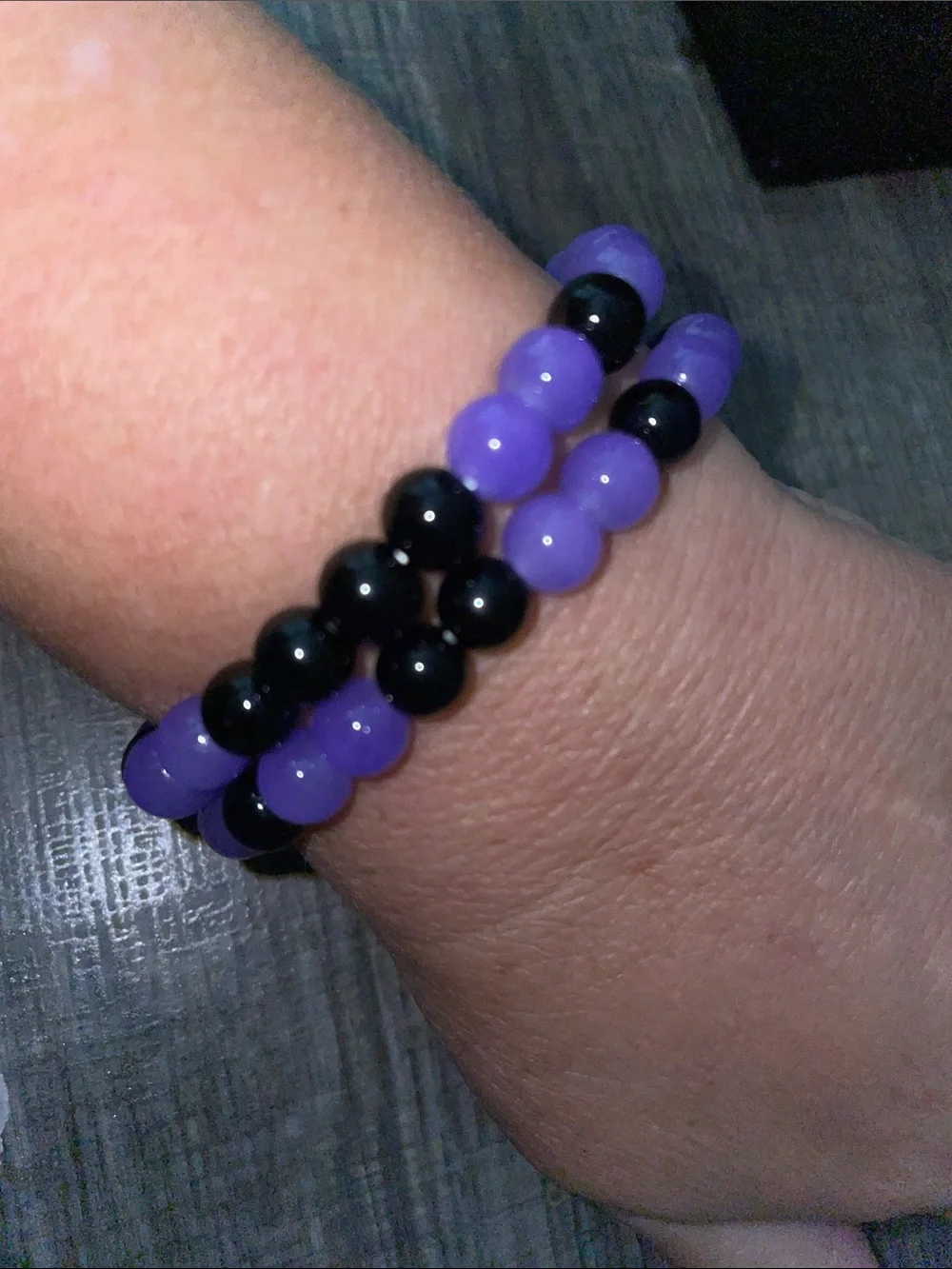 Happy Halloween Bracelets Purple and Black Glass Beads Handmade